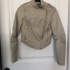 Wet Seal Tan & Gold Vegan Leather Moto Jacket